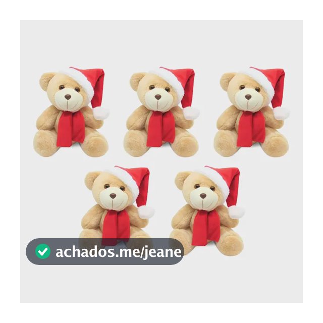 Urso De Pelúcia Kit 5 Un - Decoração De Natal - 25cm Sentado