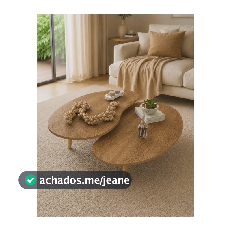 Kit Mesas De Centro Sala Design Orgânico Pé Palito Madeira Marrom