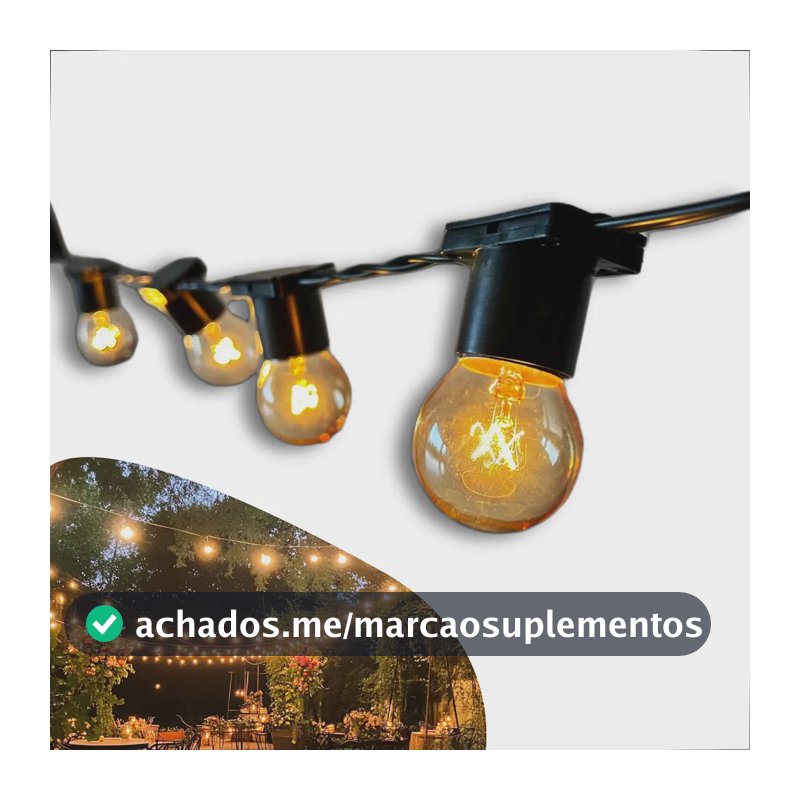 Varal De Luzes Festão 50 Metros Com 50 Lâmpadas Inclusas