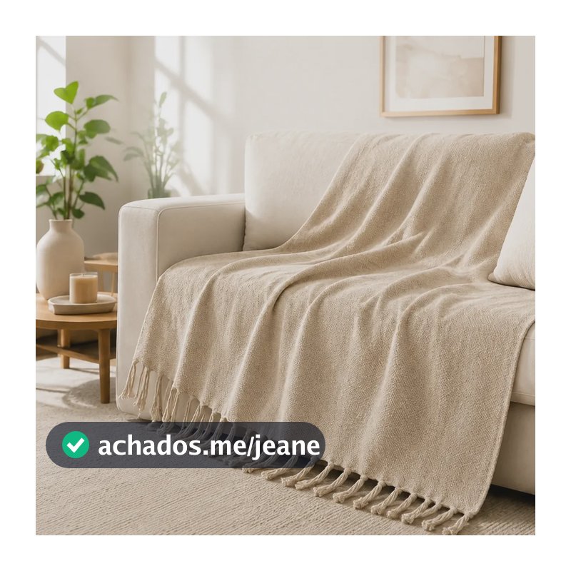 Manta Para Sofá Gigante Decorativa Protetora 2,40x1,70 Luxo Areia Liso