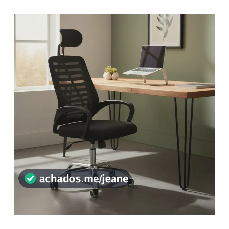 Cadeira Executiva Eike Mesh Zebra Alta Preta Giratória Ergonômica Com Reclinável