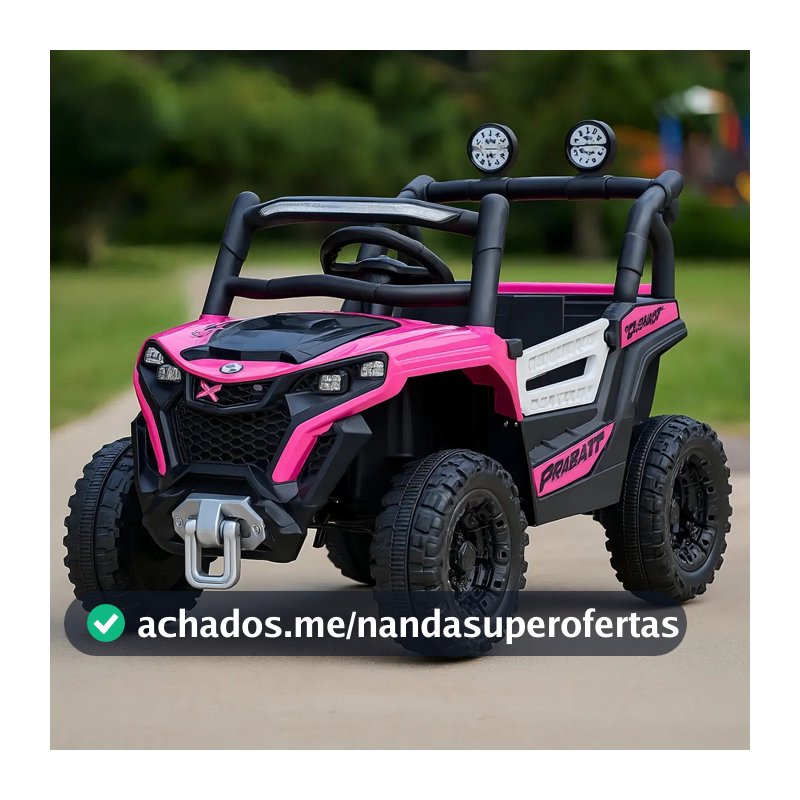 Carro Jipe Elétrico Infantil Controle Remoto Pedal Sons Cor Rosa