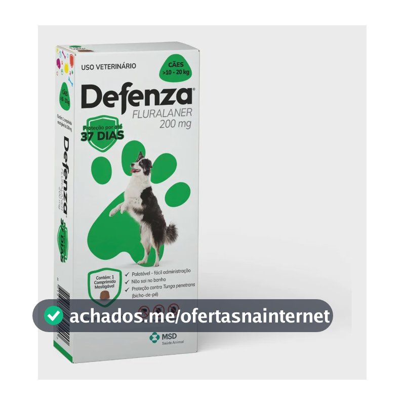 Antipulgas e Carrapatos Defenza Fluralaner Cães 10-20kg 1 Comprimido