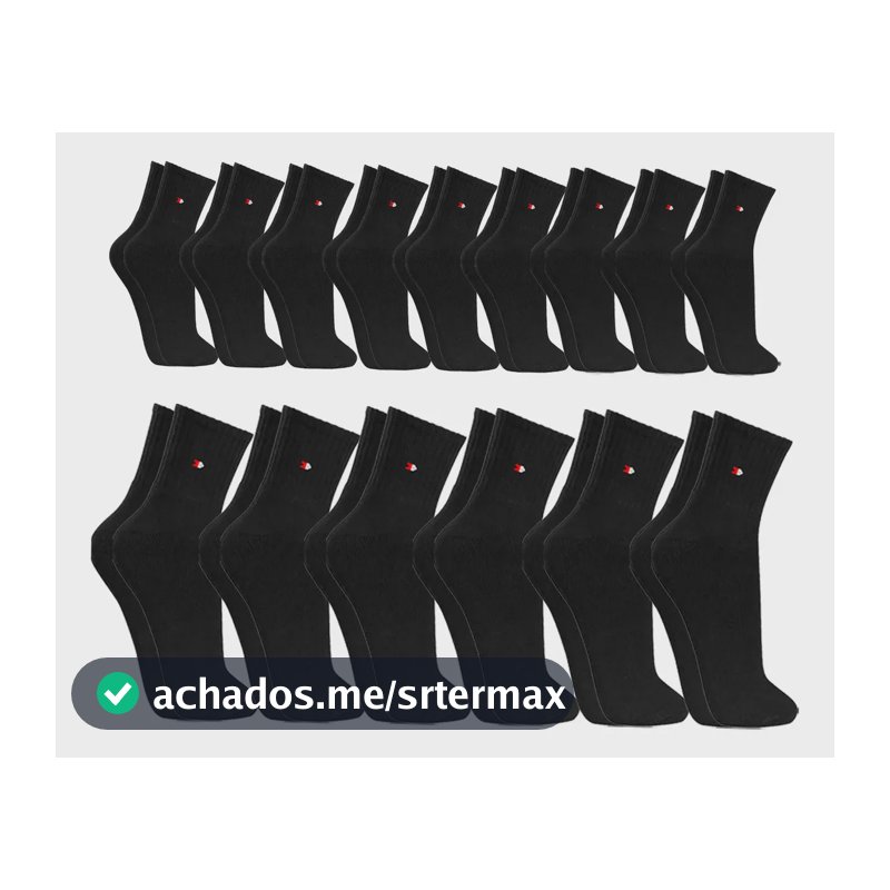 Kit 15 Pares Meias Sport Algodão Cano Médio Sandrini Confort Preto 39-43