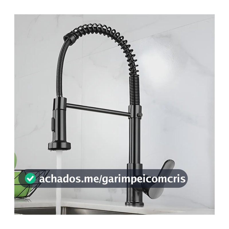 Torneira Cozinha Gourmet Bancada Flexível Monocomando Pia Preto B22-black