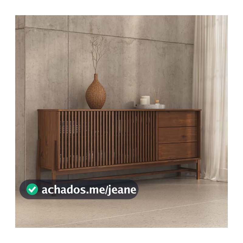 Buffet Madeira 170 Cm 1 Porta Ripado Sala Minimalista Adamo Madeira