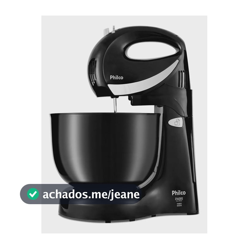 Batedeira Paris Duo Mixer Turbo 4 Litros 500w Preta Philco Preto 60