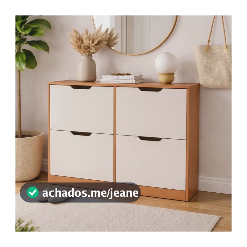 Sapateira Para Quarto 24 Pares Madri Creme/freijó