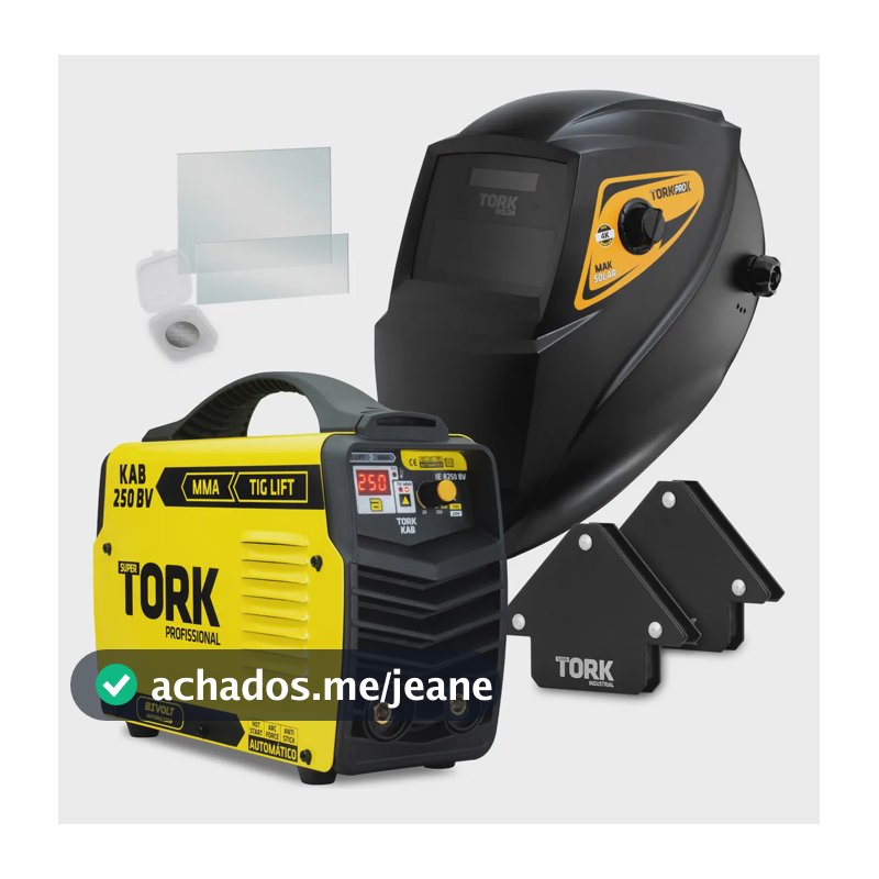 Kit Maquina De Solda Inversora Kab 250 Mma Tig + Mascara Cor Amarelo