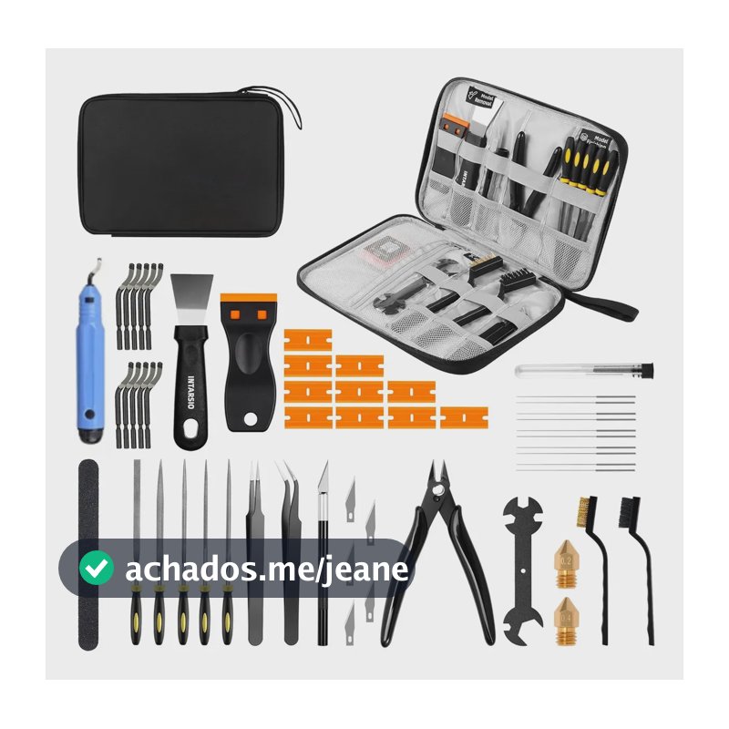 Kit 54 Peças Completo de Ferramentas Manuais para Impressão 3D, Alicate, Pinças, Estilete, Agulhas Inox para Limpeza de Bico