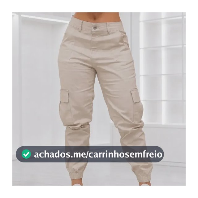 Calça Cargo Jogger Jeans Feminina Com Bolso Lateral Premium