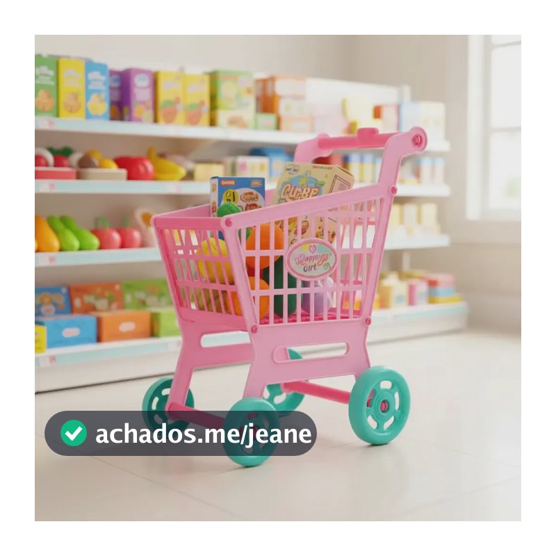 Carrinhos Supermercado Brinquedo Rosa Compras Casinha Menina Rosa