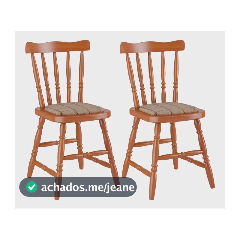 Conjunto com 2 Cadeiras de Jantar Madeira Maciça com Estofado Multimóveis CR50081 Mel