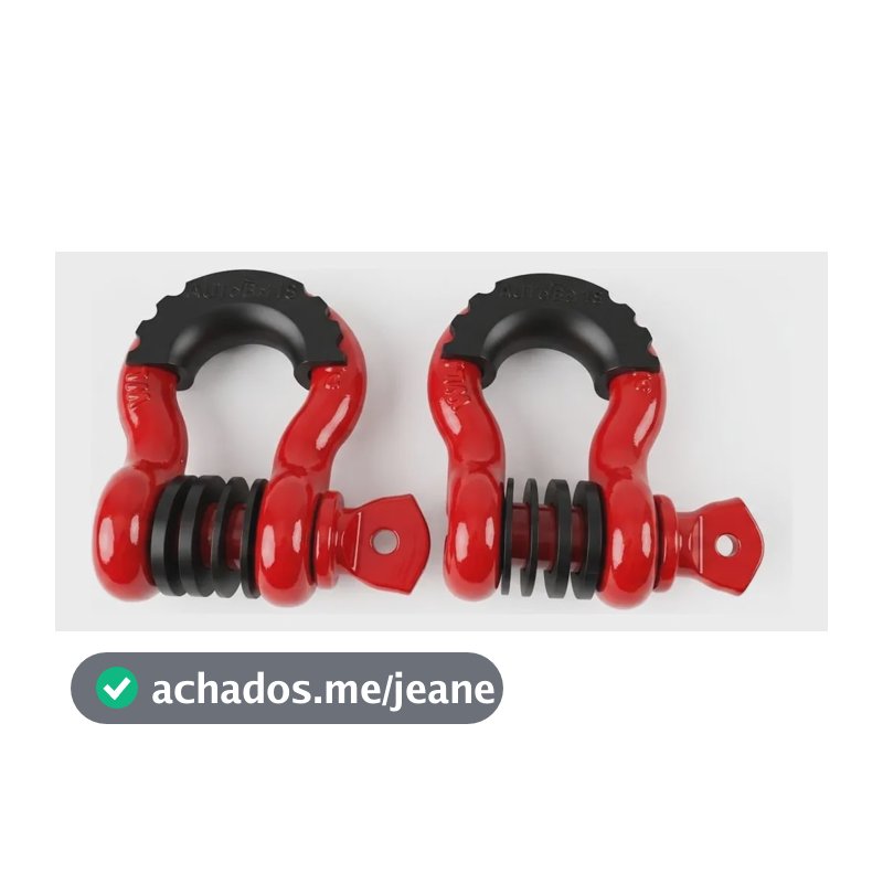 Kit 2 Manilha Curva 3/4 Pino Roscado 4.75t Proteção Reboque Vermelho