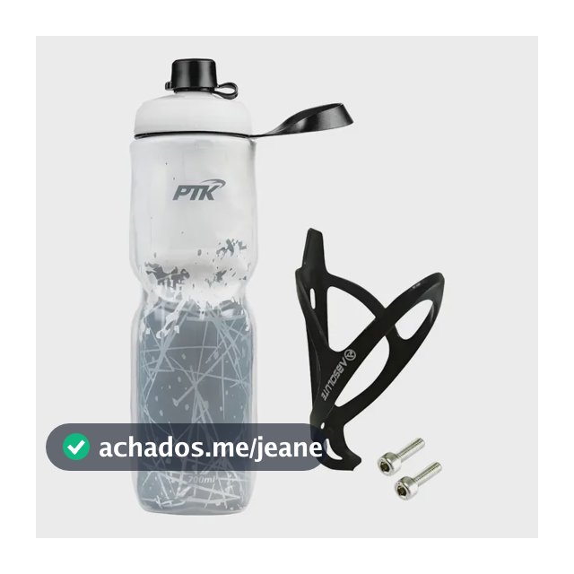 Garrafa Caramanhola Térmica P/ Bicicleta 700ml C/ Suporte Ab Cor Cold Branca