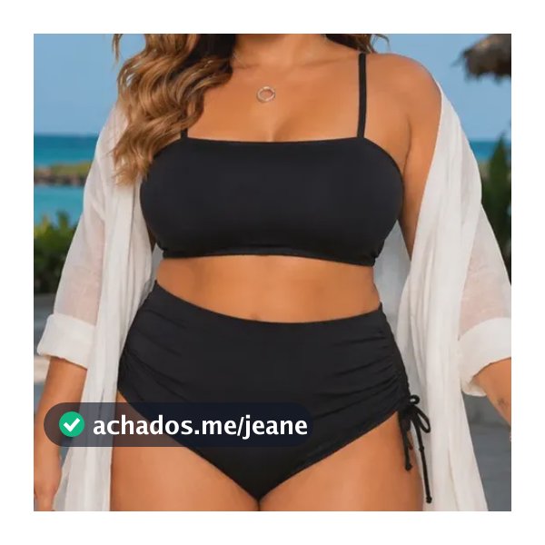 Biquíni Feminino Plus Size Top Cintura Alta Moda Praia Preto G2