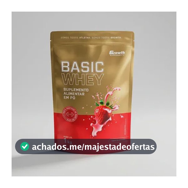 Proteína Growth Supplements Basic Whey Pro em pó sabor Morango x 1kg