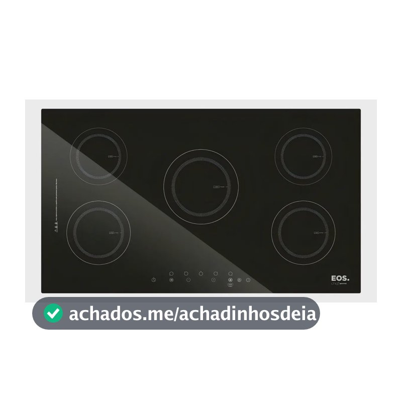 Cooktop de Indução Cinco Bocas EOS 90cm Preto 9500W ECI05EP