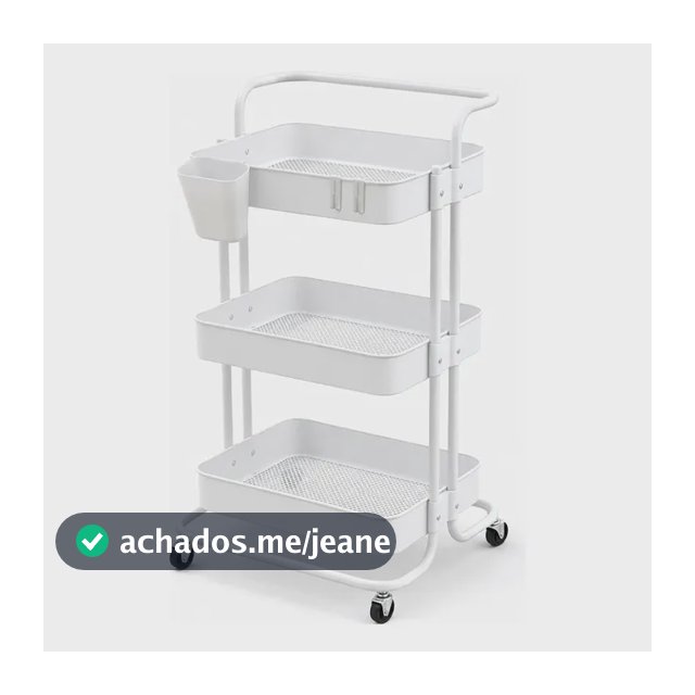 Organizador Multiuso 3 Prateleiras Metal Rodízios Cozinha Branco