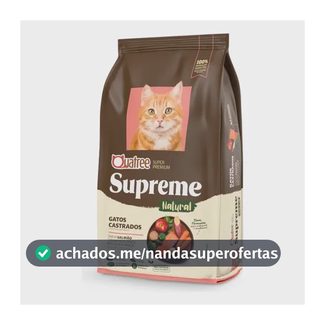 Ração Quatree Supreme Gatos Adultos Castrados Salmão E Batata Doce Super Premium