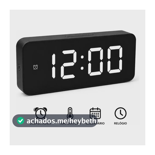 Relógio Digital Led C Despertador Data Alarme D Mesa Tempera Branco