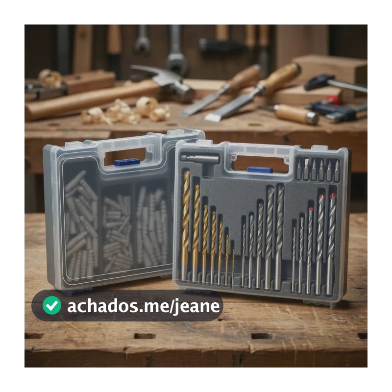 Jogo Brocas Bits Buchas 195 Peças Com Maleta Broca Para Concreto Madeira Metal Hss Aço Carbono Bits Crv Suporte Magnético Para Parafusadeira Furadeira Kit Completo