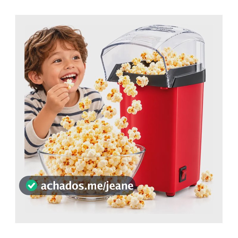 Máquina Pipoca Elétrica Ar Quente Pipoqueira Sem Óleo 28cm Vermelho 220v