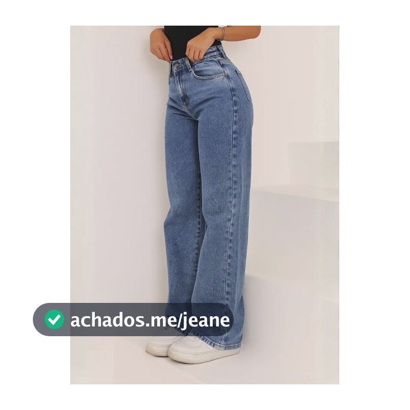 Calça Jeans Wide Leg Feminina Cintura Alta Pantalona Jeans Marmorizado Liso 40