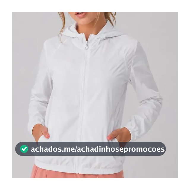 Jaqueta Feminina Iz Corta Vento Ultra Leve Com Capuz 2026 Branco M Liso