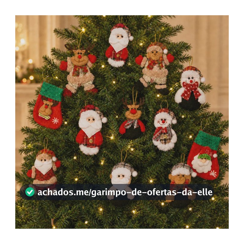 Kit 12 Bonecos Natalinos Enfeites Pendentes Papai Noel Urso Meia Decoração Árvore De Natal