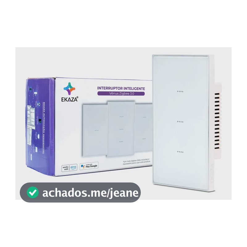 Interruptor Inteligente Fosco Zigbee Vênus Soft Touch Smart 3 Botões Alexa Google Home Cor Branco Ekaza