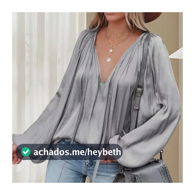 Blusa Feminina Manga Longa Decote V Em Seda Sintética Grey 1xl