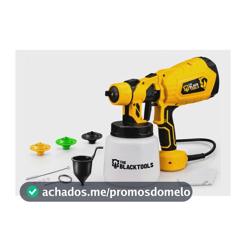 Pistola De Pintura E Pulverizadora Elétrica Portátil Hvlp 1.250l C/5 Bicos E Acessórios 600w Tpp150 The Black Tools