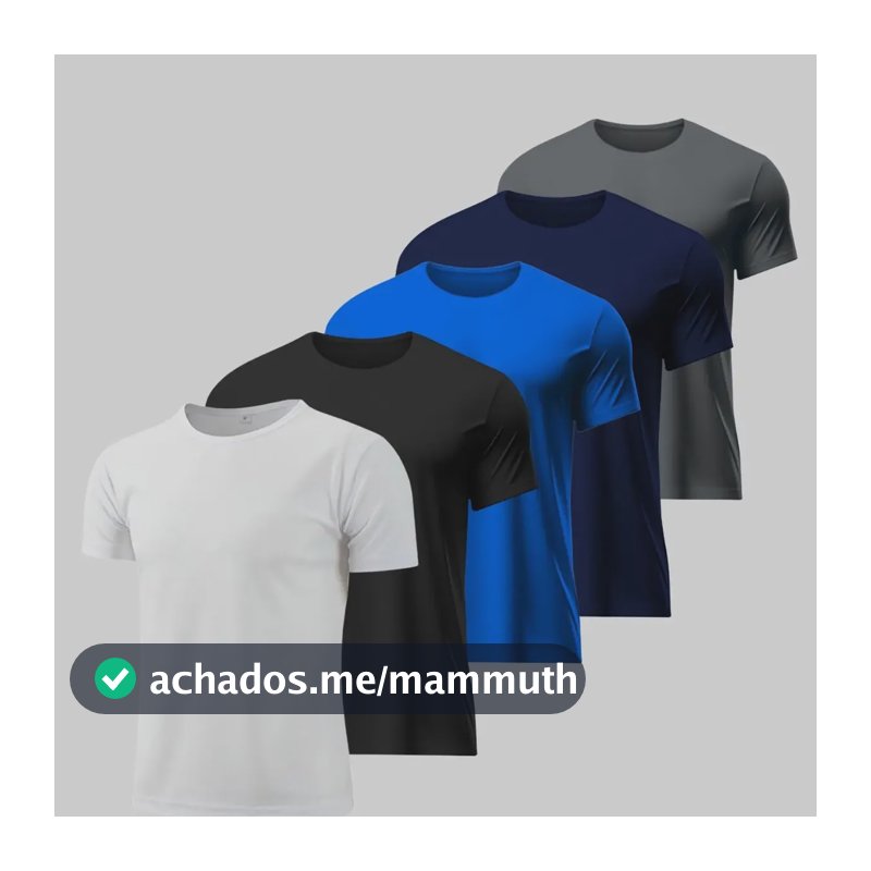 Kit 5 Camisetas Básicas Masculina Dry Fit Lisa Tradicional Cor-1 Gg