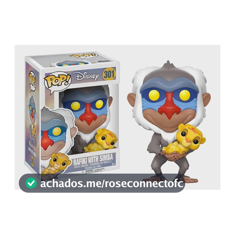 Pop Funko Rafiki W Simba #301 Disney Rei Leão Lion King