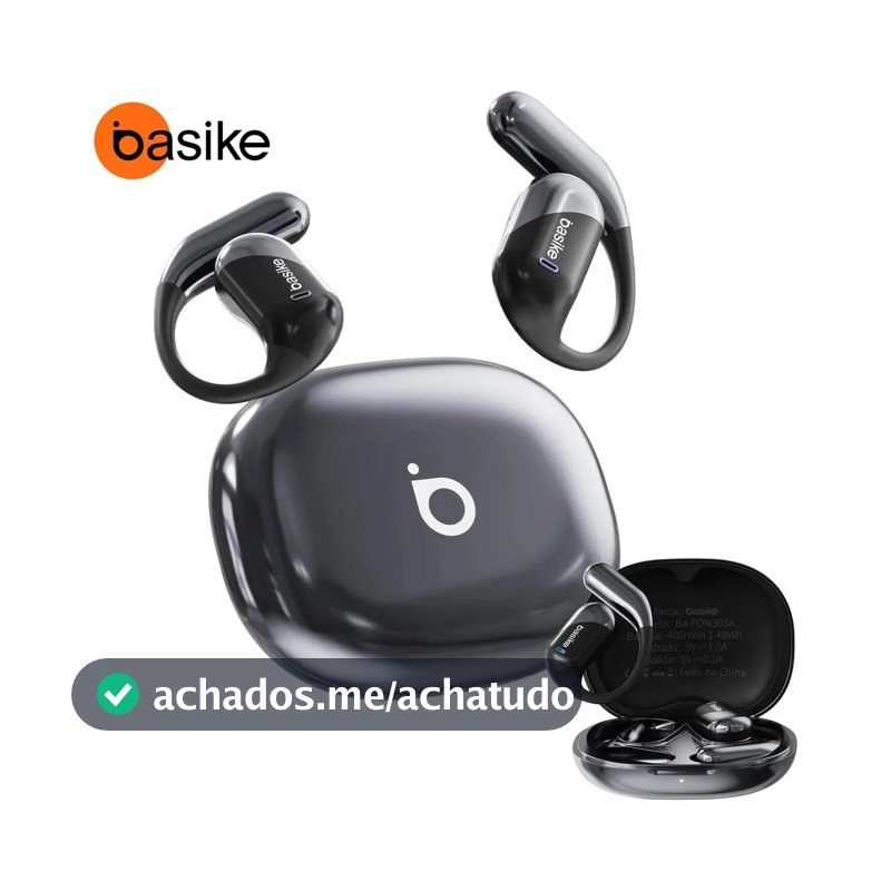 Basike Fone De Ouvido Sem Fio Bluetooth Com Gancho Gamer Esportivo Baixa Latência 100h, Design Aberto