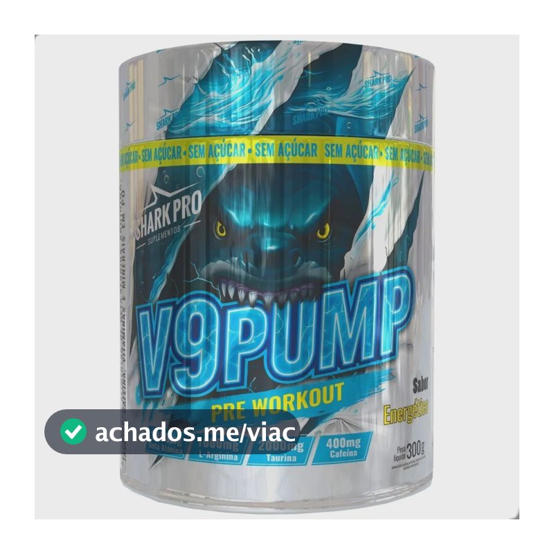 Pre Workout V9 Pump 300g Shark Pro Sabor Energético