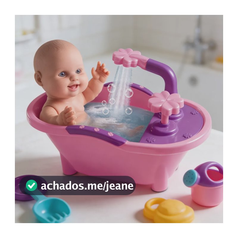 Boneca Bebê Com Banheira Banho Sai Água De Verdade Milkinhas