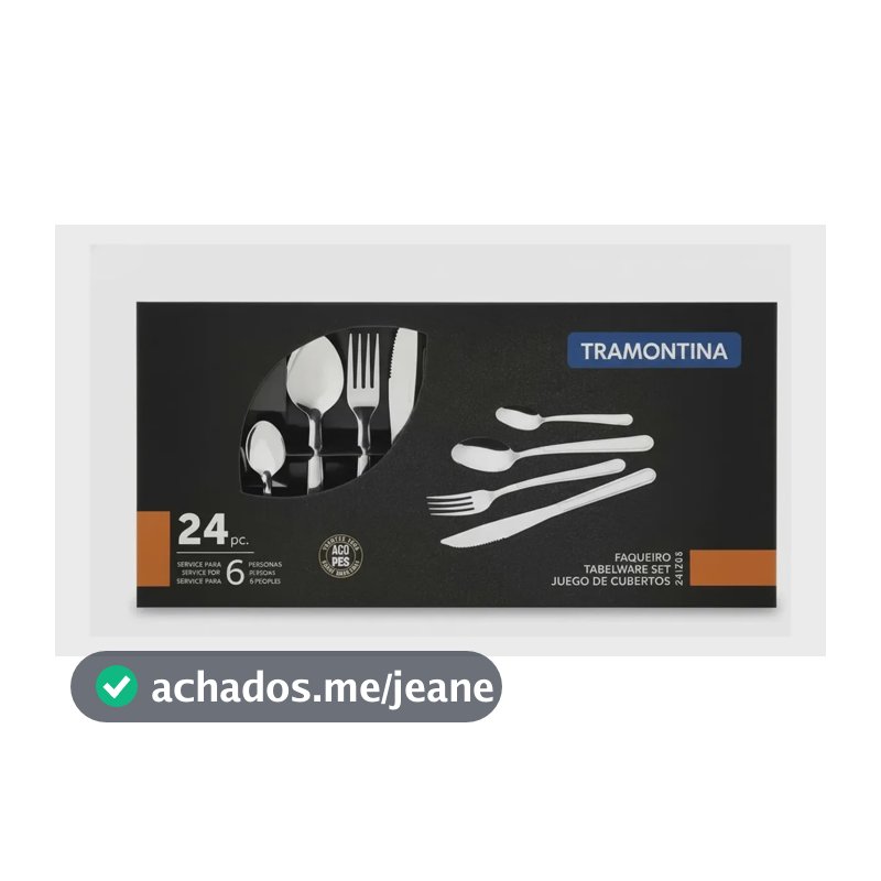 Faqueiro Tramontina 24 Peças Inox Jogo De Talheres Completo 6 Pessoas, Resistente, Não Enferruja, Fácil Limpeza, Kit Talheres Inox Premium Para Cozinha, Mesa Posta E Dia A Dia
