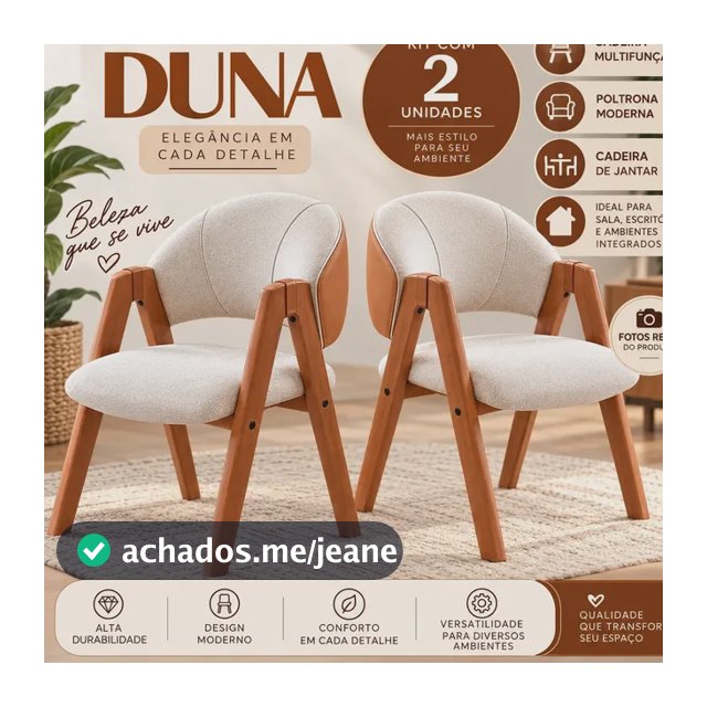 Conjunto Cadeira Super Luxo Design Moderno E Sofisticado Linho Madeira Bege