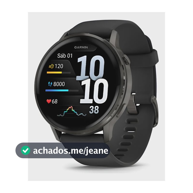 Relógio Garmin Venu 4 Ardósia Pulseira Silicone Preta 45mm