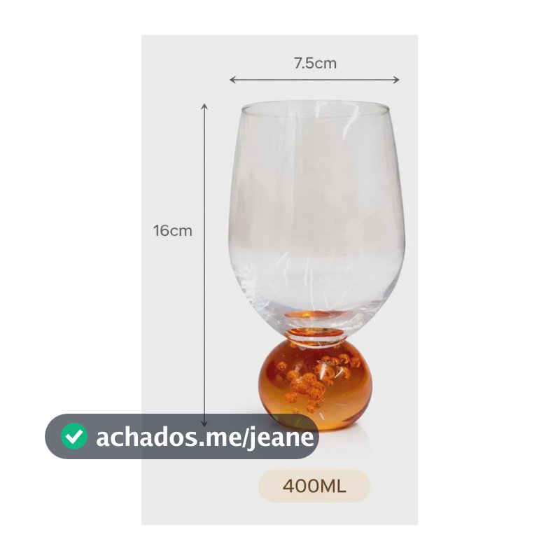 Cj 6 Taça De Vidro Transparente Base Esfera Laranja-vencedor