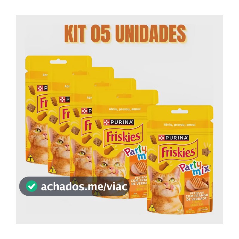 Petisco Gato Party Mix Purina Frango 40g Kit 05 Un