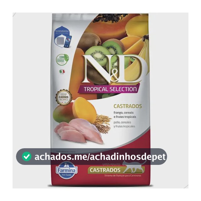 Ração N&D Tropical para Gatos Adultos Castrados Sabor Frango, Cereais e Frutas Tropicais 7Kg