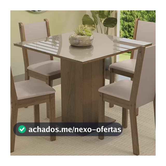 Sala De Jantar Mesa Tampo De Vidro 4 Cadeiras Tifani Madesa Cor Rustic/Crema/Sintético Bege XMMDJA040165