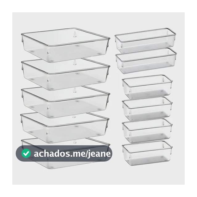 Kit 11 Organizador Modular Multiuso Gaveta Acrilico Quadrado Transparente
