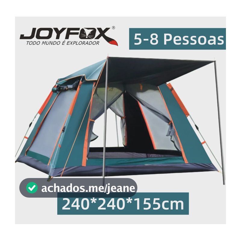 Barraca Automática Joyfox Camping 5-8 Pessoas Impermeável UPF 50+ Verde