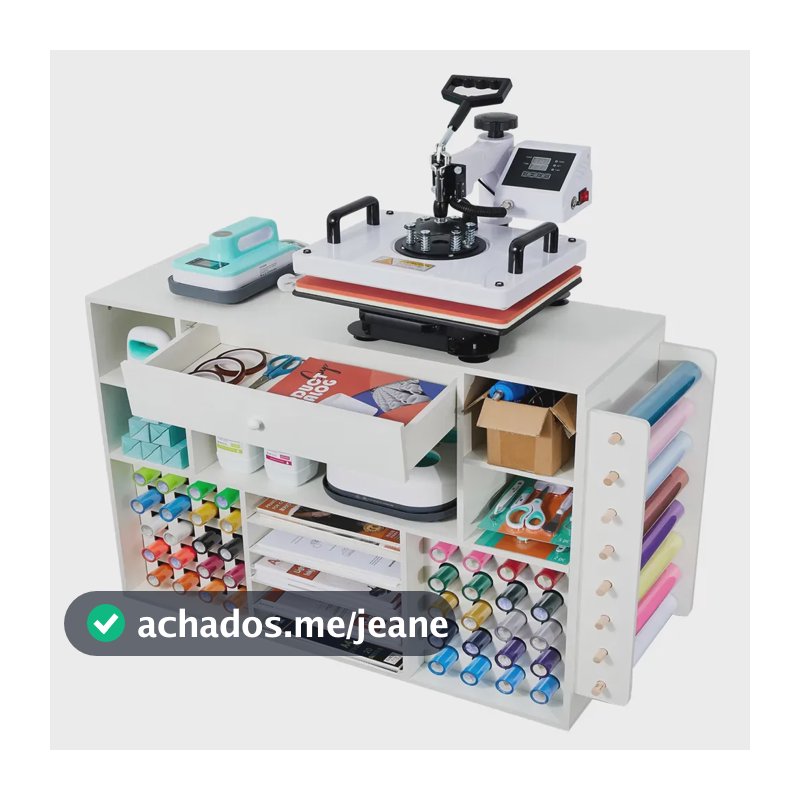 Bancada Organizadora Mecolour 107x36x78.5cm Para Prensa Térmica e Sublimação - Branca