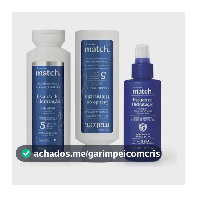 Combo Match Escudo De Hidratação: Shampoo 300ml + Condiciona