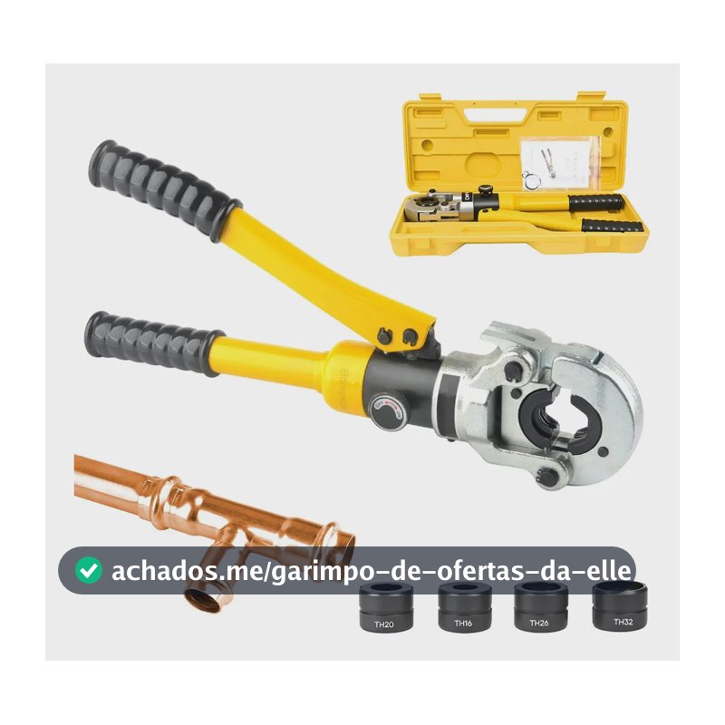 Alicate Hidráulico Para Tubos Pex De 16/20/26/32mm, Alicate Multicamadas Com 4 Matrizes+NF Amarelo